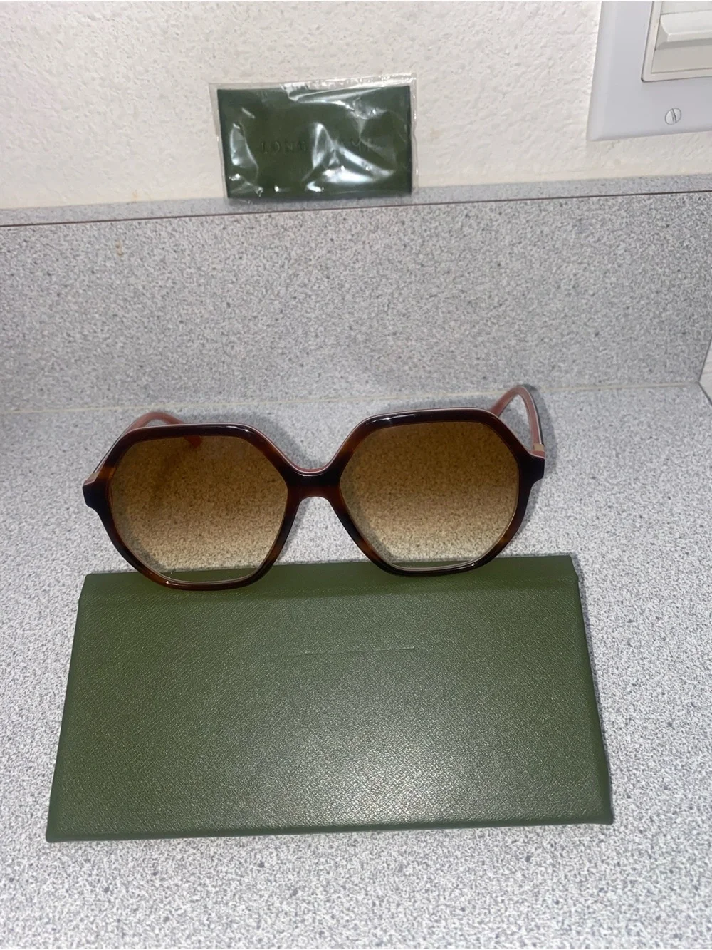 Longchamp LO707S 208 (Havana/Rose) Geometric/Hexagonal Sunglasses 58-15-140 NWOT